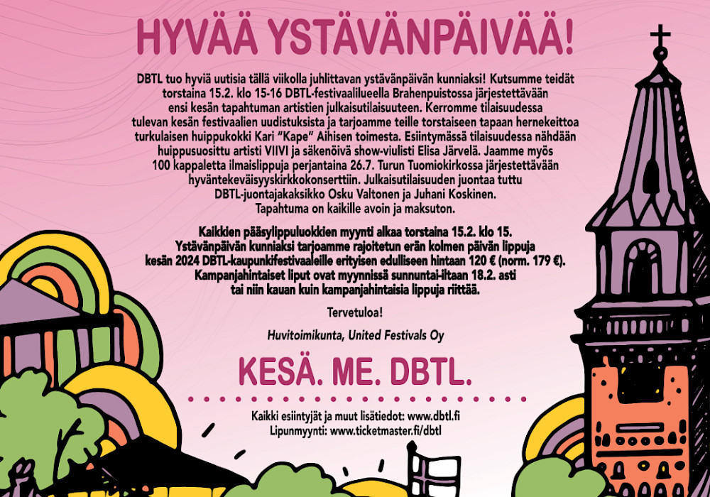 Tervetuloa DBTL-festivaalien julkaisutilaisuuteen torstaina 15.2.